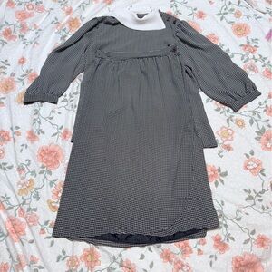 Vintage 80s Black White Two Piece Skirt & Blouse Set Fritzi Size Small